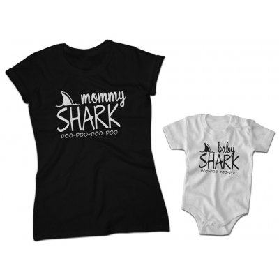 Zestaw Koszulek Rodzinnych Dla Mamy i Córki Shark